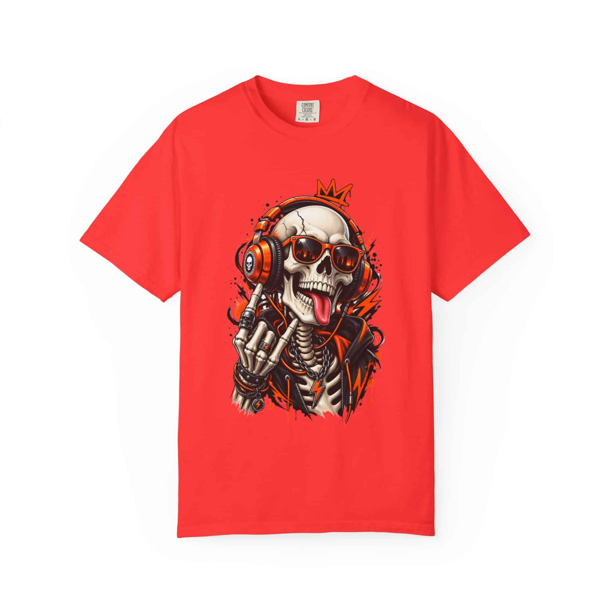 Neon Skull DJ Unisex Garment-Dyed T-shirt image