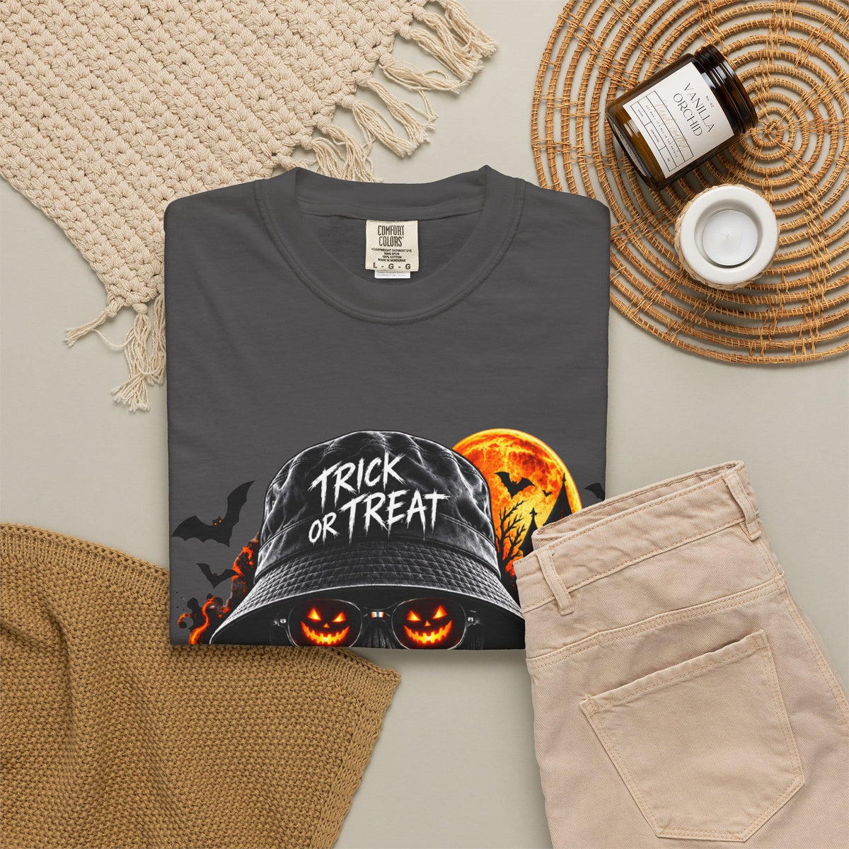 Spooky Streetwear Masked Unisex Garment-Dyed T-shirt image 75