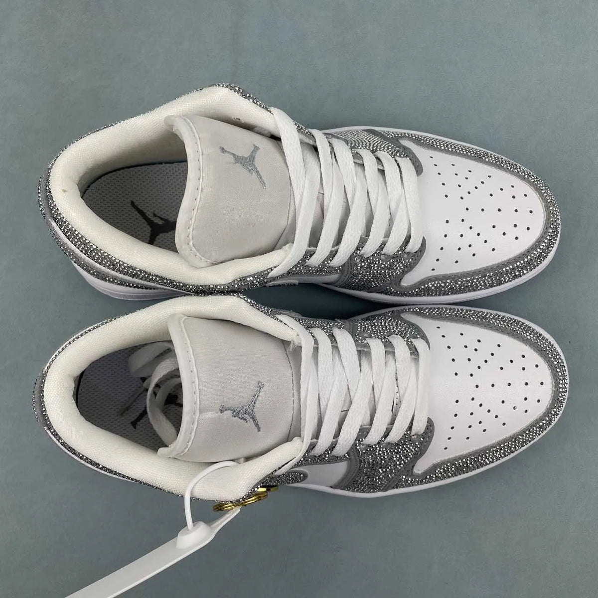 AJ 1 low customized with silver Swarovski crystal Shoes Sneakers – nk0005309 image 7