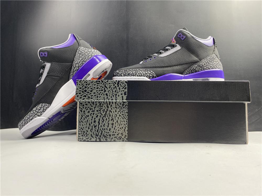 AJ 3 Retro Black Court Purple Shoes Sneakers - nk0000817 image 3