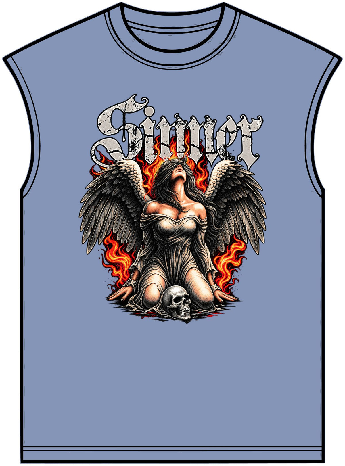 Sinner’s Flame Unisex Garment-Dyed Muscle Tee image