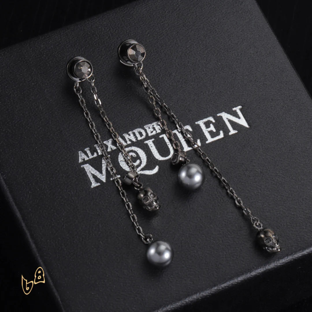 McQueen Silver Chain Skull Drop Earrings - MCQ0022 image 0