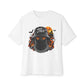 Spooky Streetwear Masked Unisex Oversized Boxy Tee - White, XS image