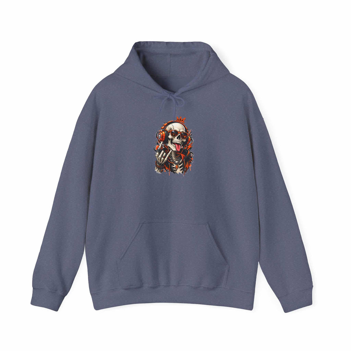 Neon Skull DJ Hooded Sweatshirt - L, Heather Navy image