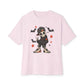 Boy Skeleton Halloween Unisex Oversized Boxy Tee - Soft Pink, L image
