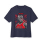 Graphic Print Unisex Oversized Boxy Tee - POD0032 - Navy, 2XL image