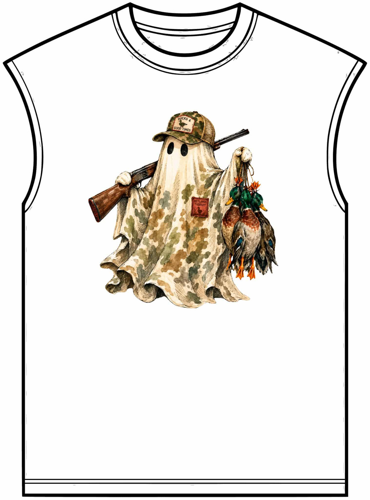Hunting Season Spooky Camo Mallards Unisex Garment-Dyed Muscle Tee image