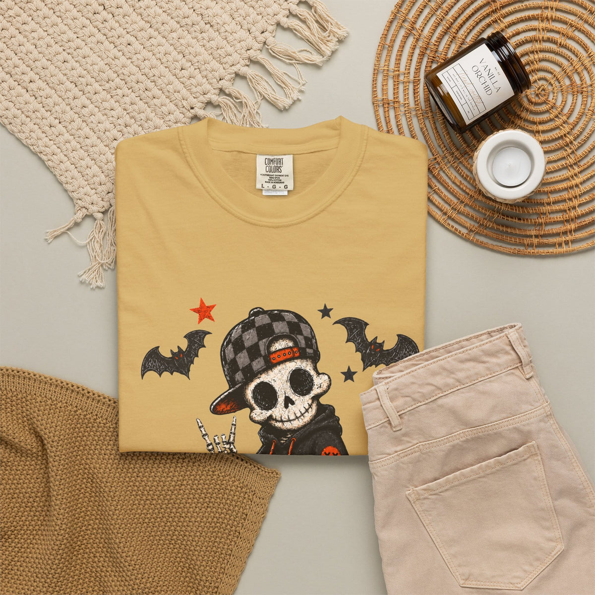 Boy Skeleton Halloween Unisex Garment-Dyed T-shirt image 38