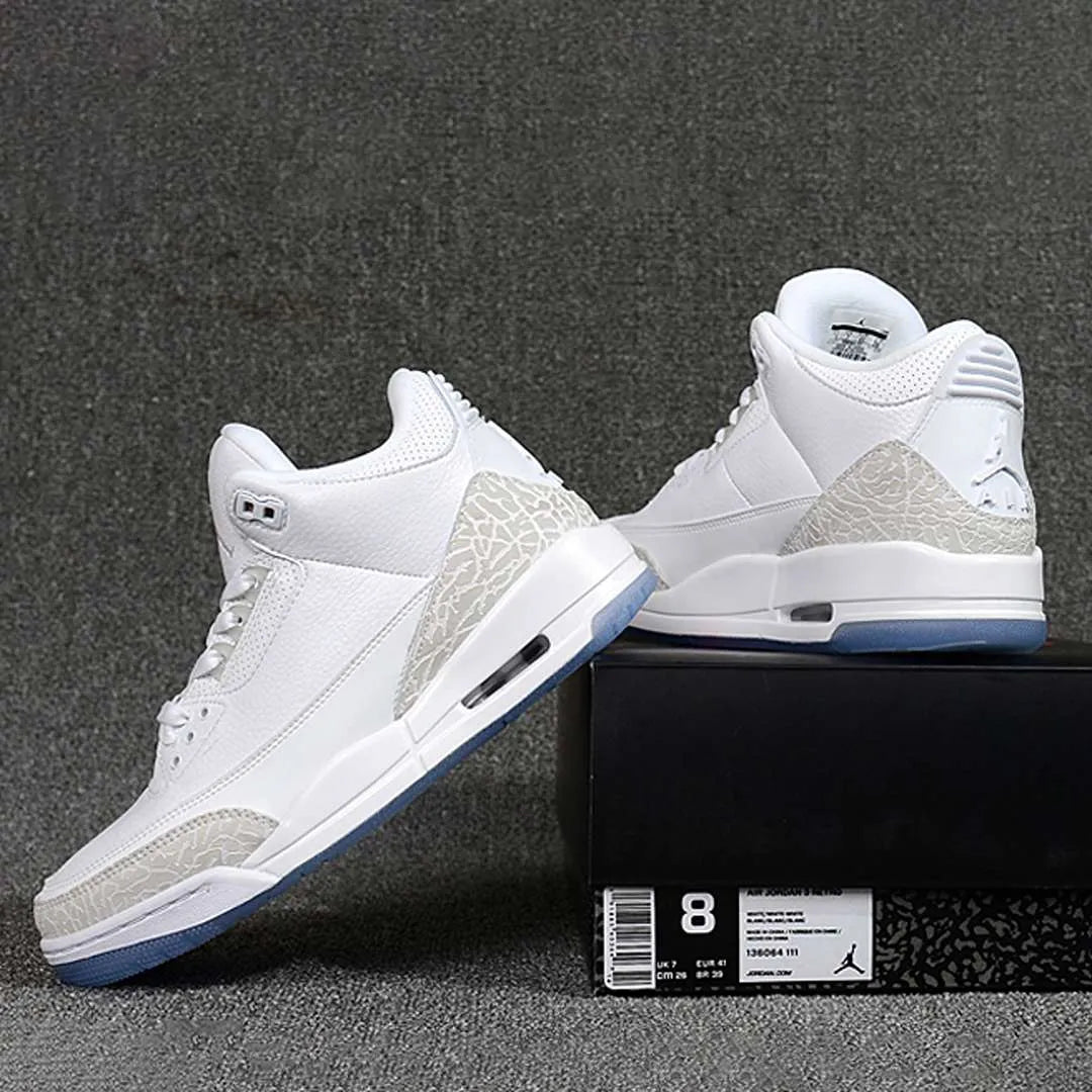 AJ 3 Pure White Shoes Sneakers - nk0001642 image 8
