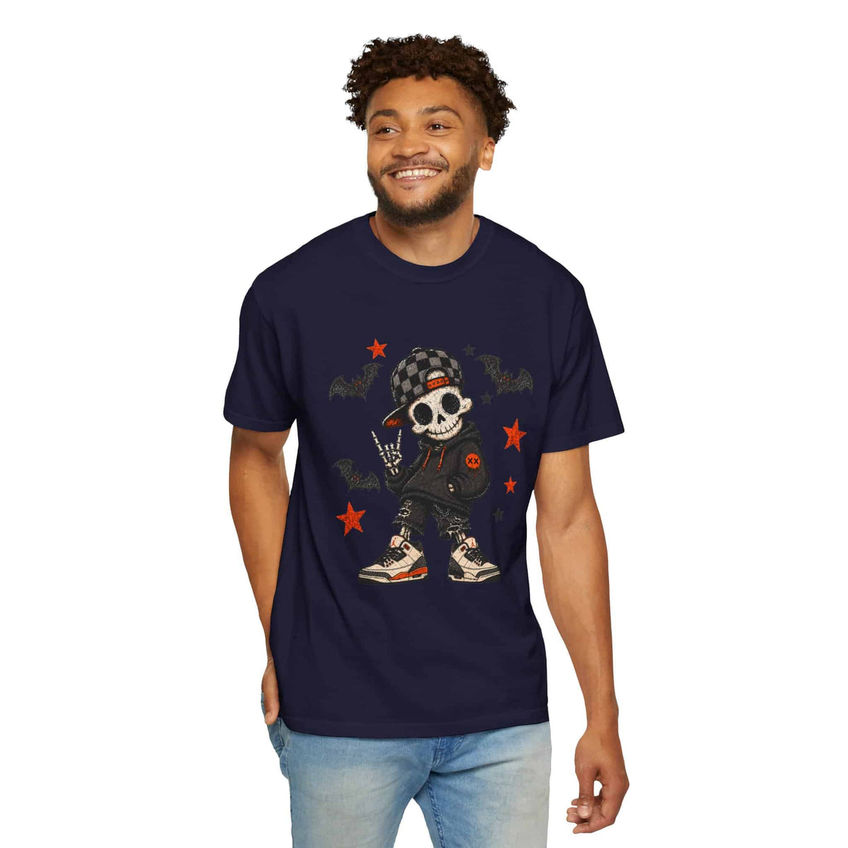 Boy Skeleton Halloween Unisex Garment-Dyed T-shirt image 82