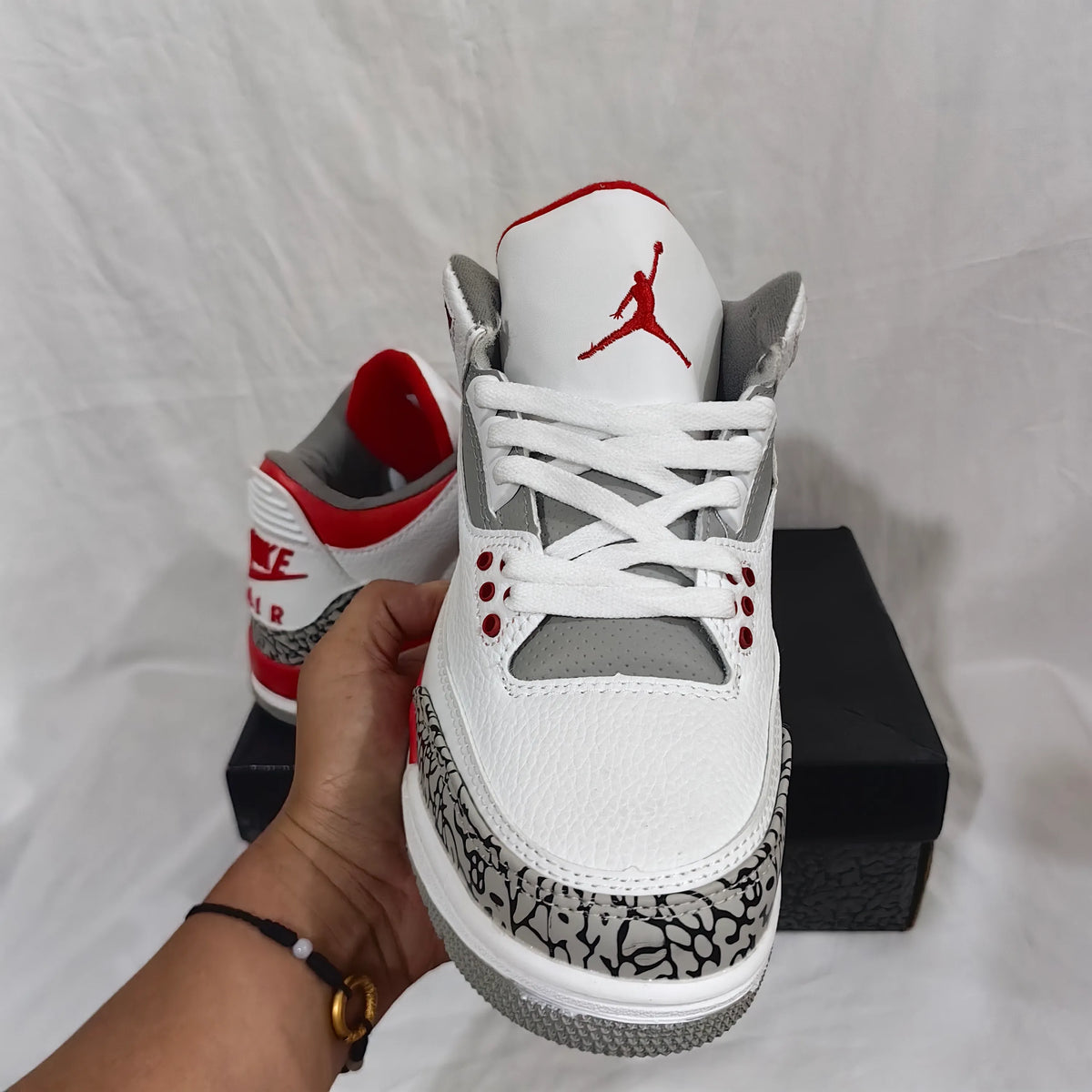 AJ 3 Retro Fire Red Shoes Sneakers - nk0002330 image 4