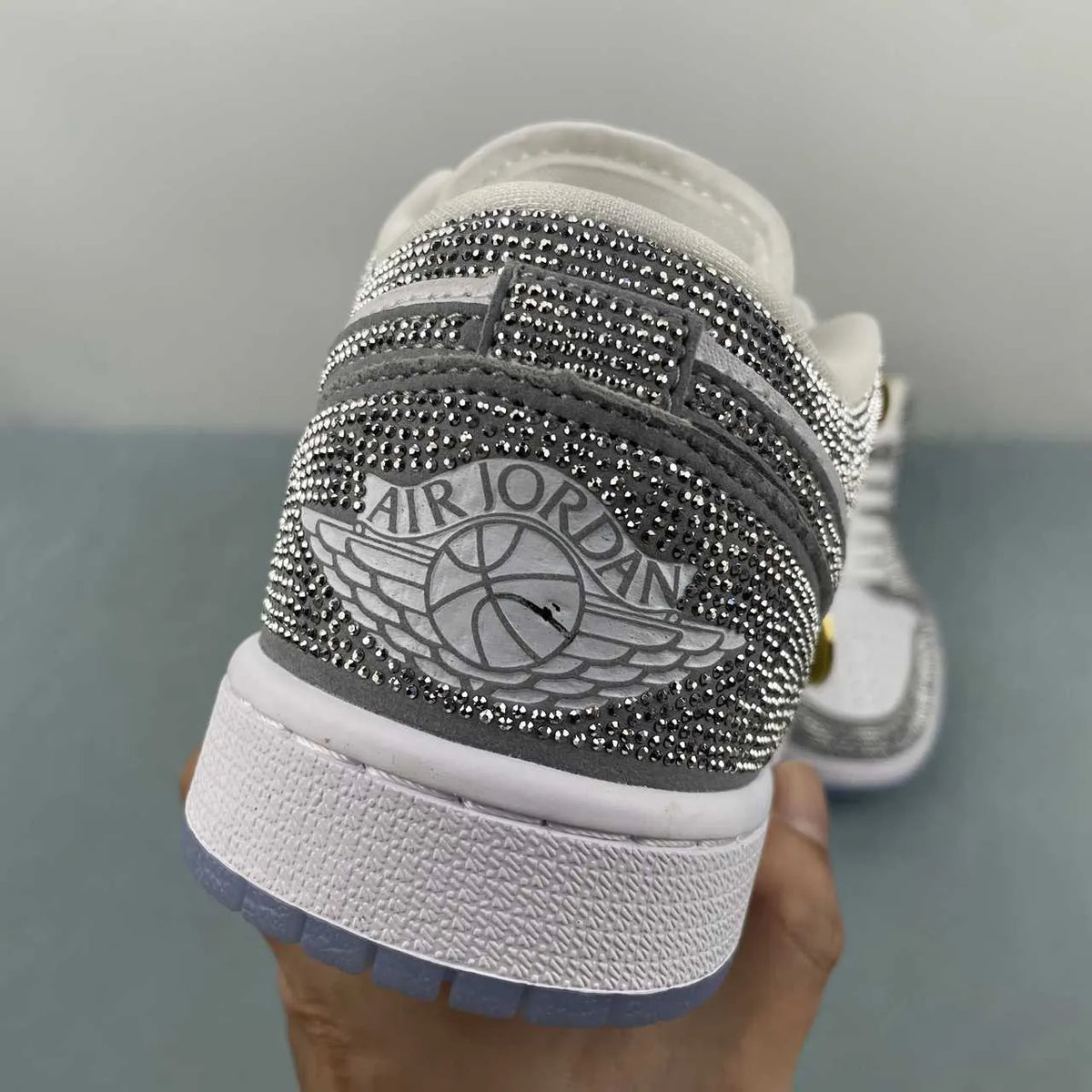 AJ 1 low customized with silver Swarovski crystal Shoes Sneakers – nk0005309 image 9