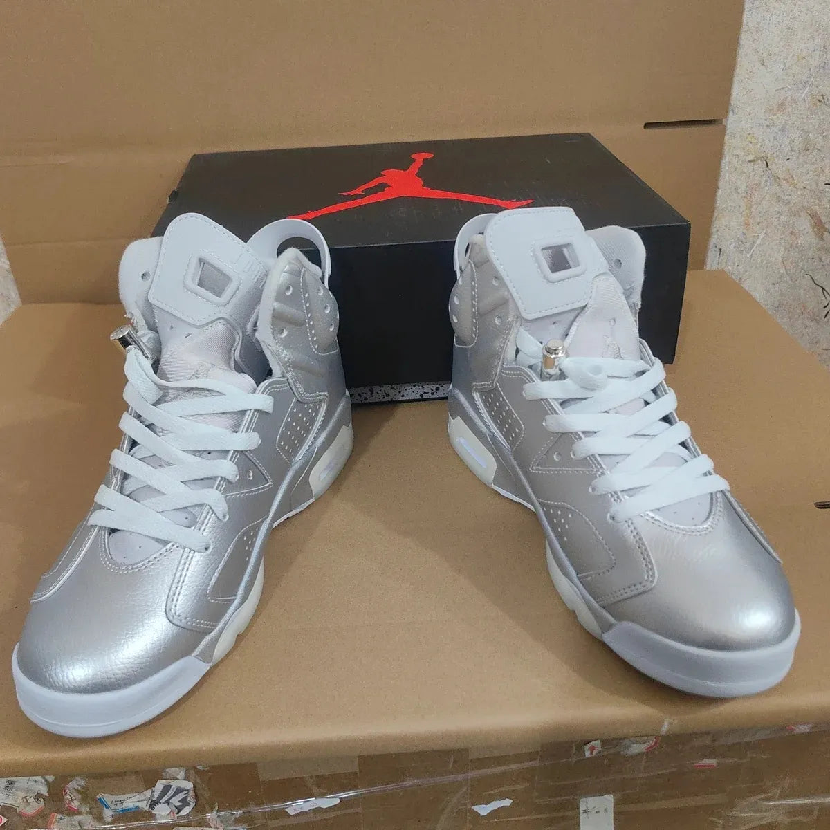 PSG x AJ 6 Metallic Silver Shoes Sneakers - nk0004782 image 5