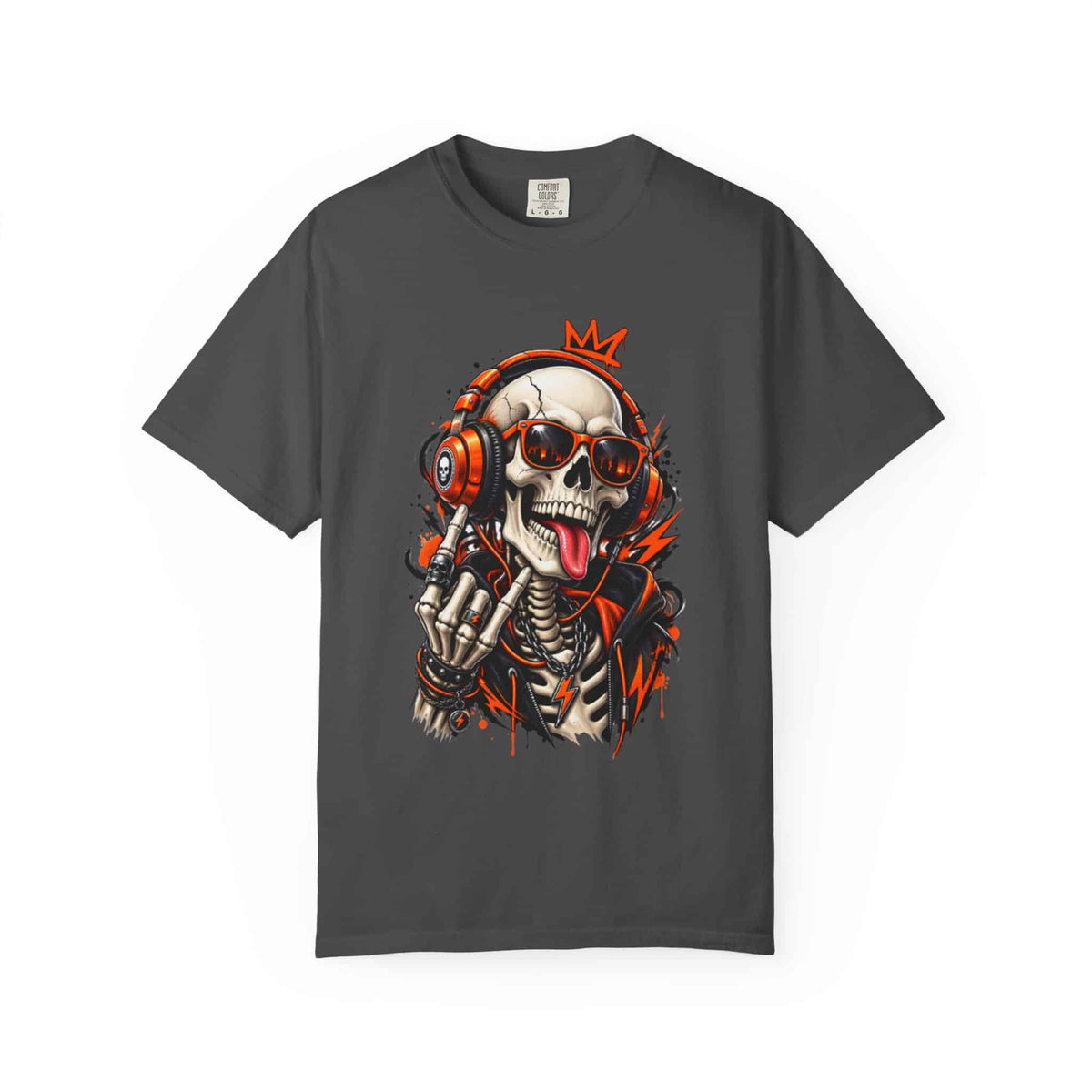 Neon Skull DJ Unisex Garment-Dyed T-shirt image