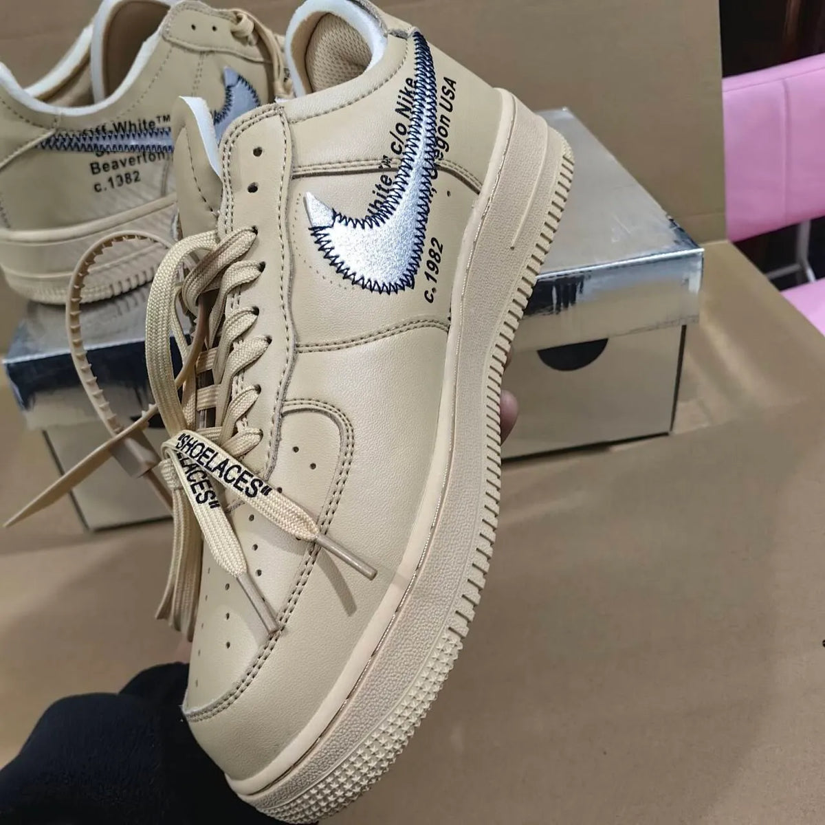 OW x AF 1 Low Sesame Shoes Sneakers - nk0004452 image 19