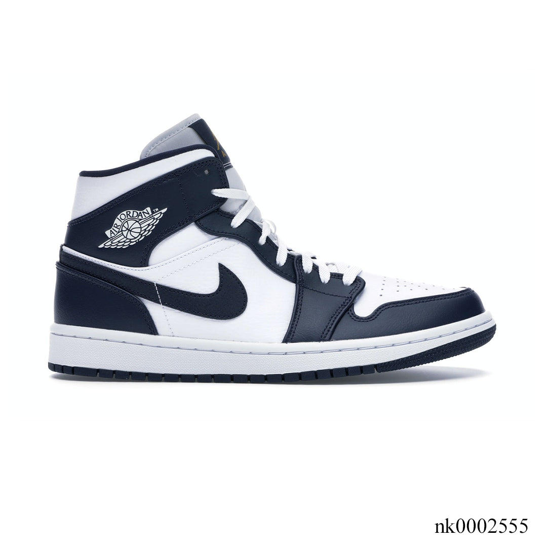 AJ 1 Mid White Metallic Gold Obsidian Shoes Sneakers - nk0002555 image