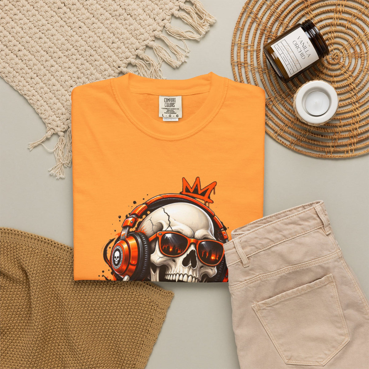 Neon Skull DJ Unisex Garment-Dyed T-shirt image 67