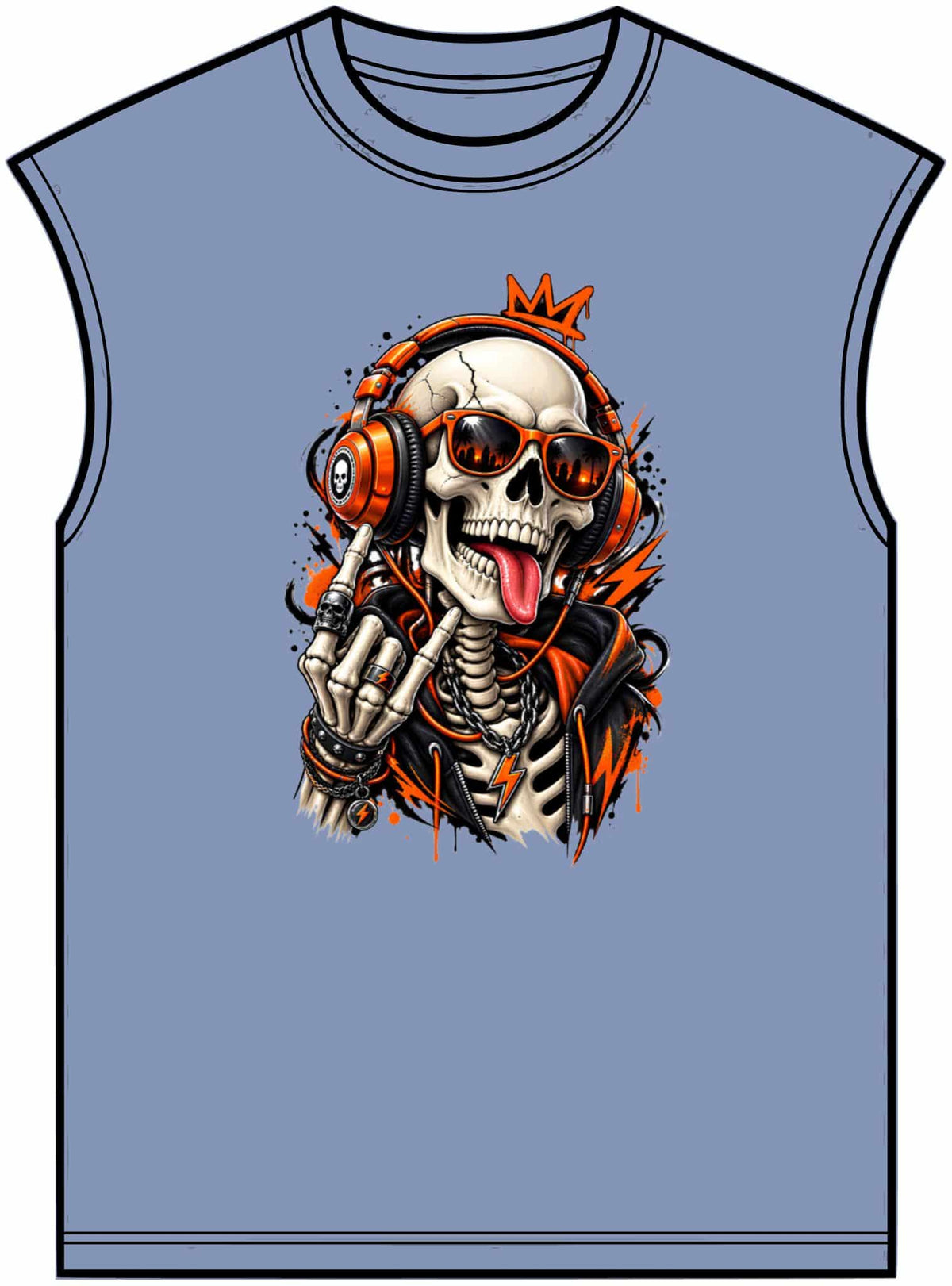 Neon Skull DJ Unisex Garment-Dyed Muscle Tee image 12