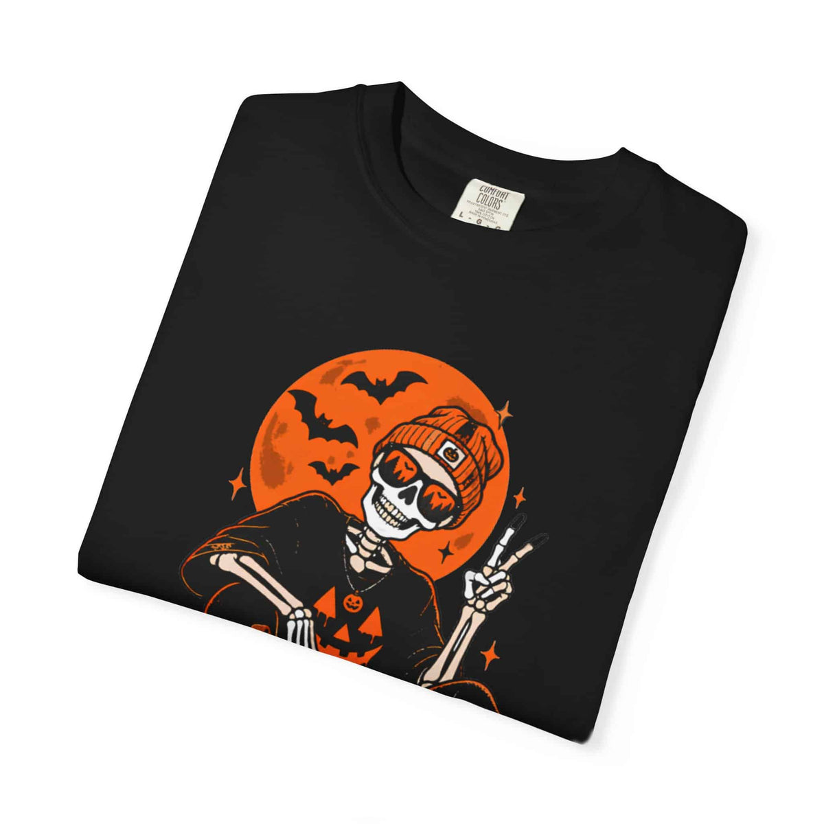 Retro Skater Skeleton Halloween Unisex Garment-Dyed T-shirt image 2