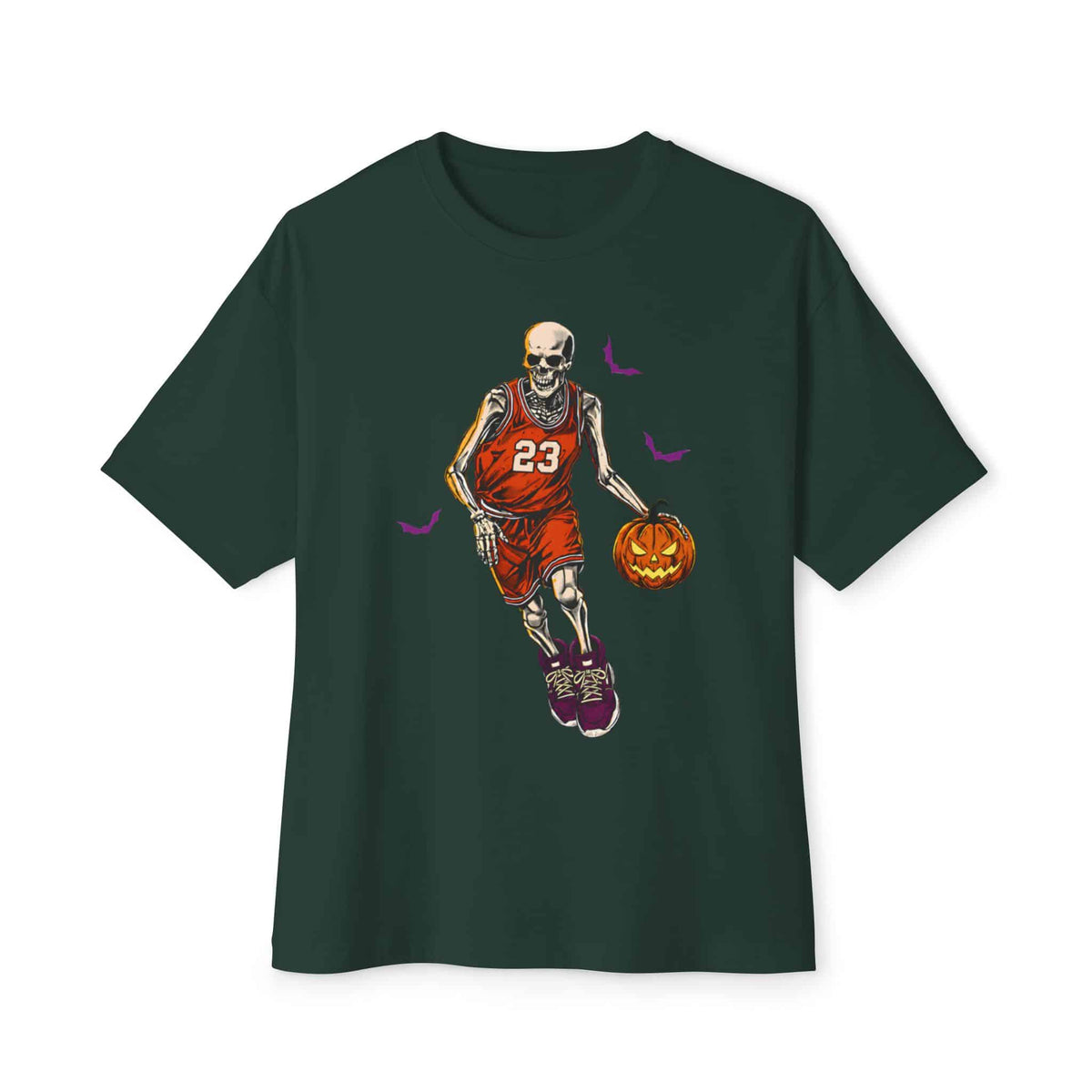 Halloween Basketball Unisex Oversized Boxy Tee - Forest, S image