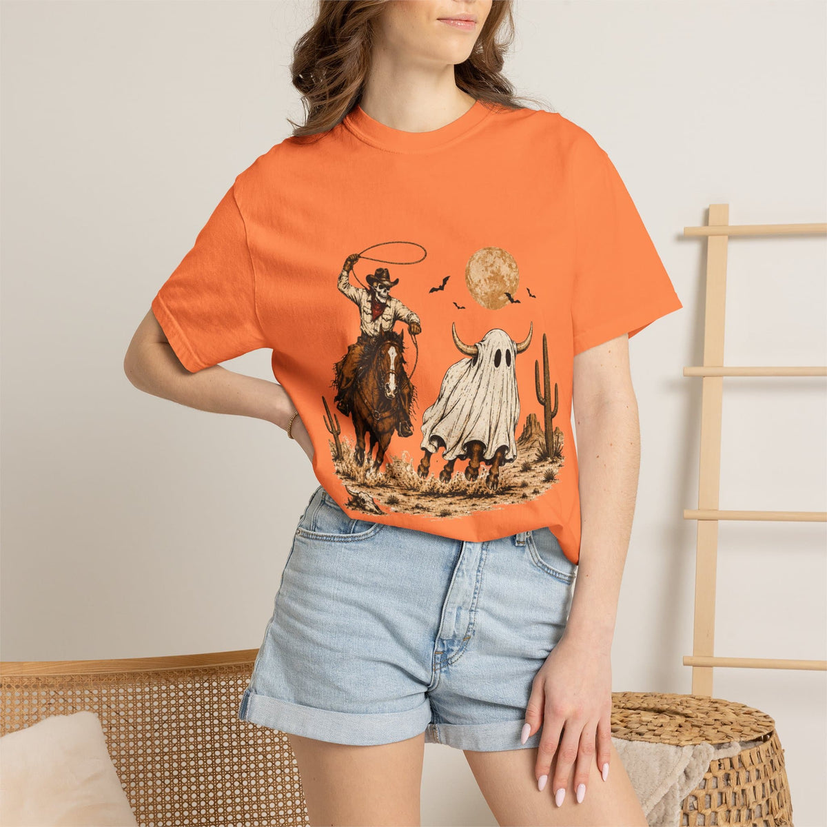 Halloween Basketball Skeleton Unisex Garment-Dyed T-shirt image 18