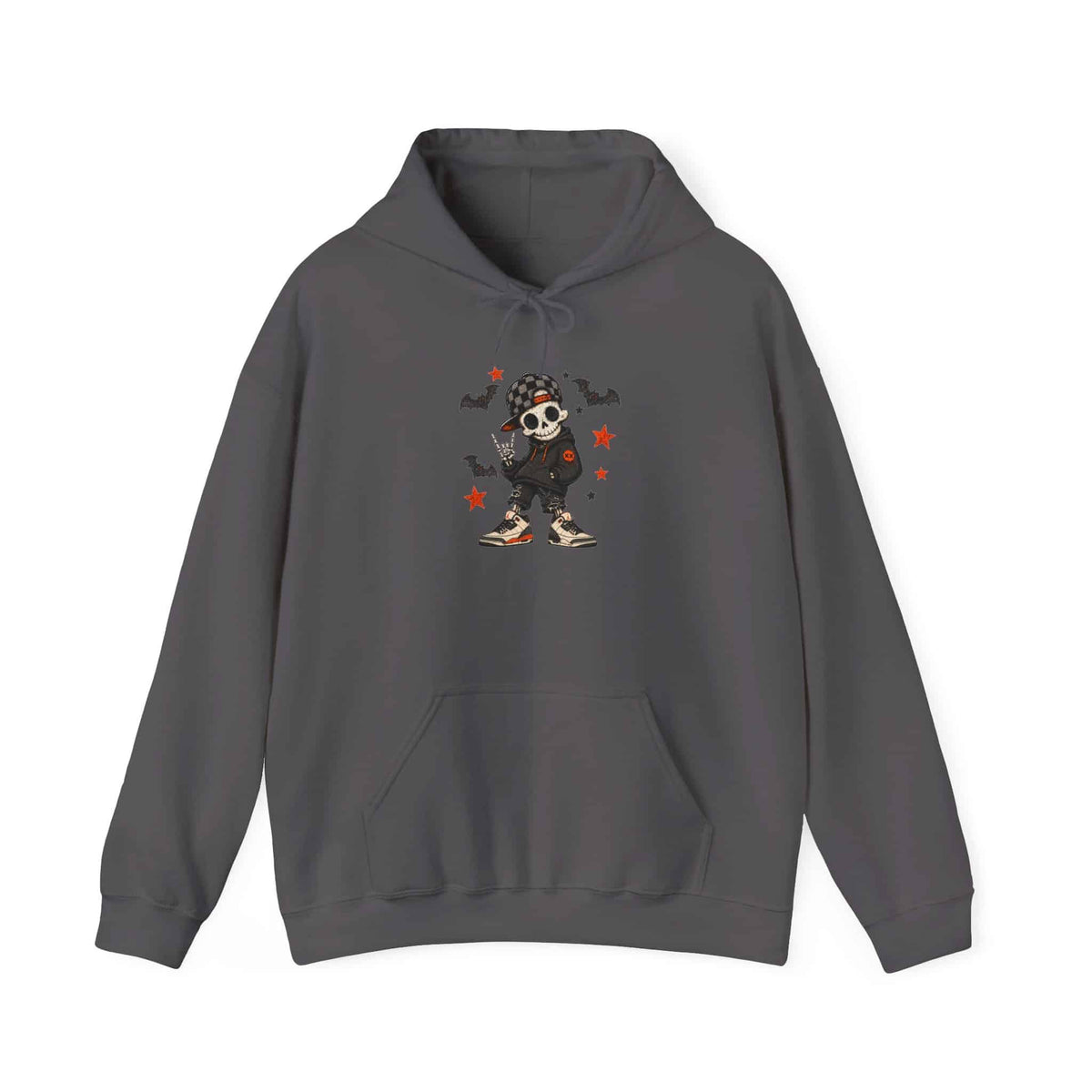 Boy Skeleton Halloween Hooded Sweatshirt - M, Charcoal image