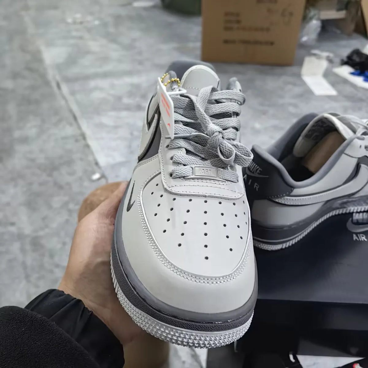 AF 1 Double White Grey Shadow Shoes Sneakers - nk0004064 image 5