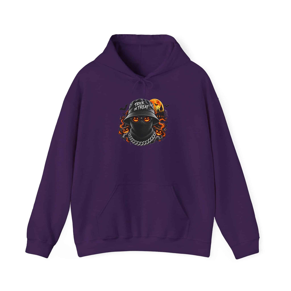 Spooky Streetwear Masked Hooded Sweatshirt - XL, Purple image