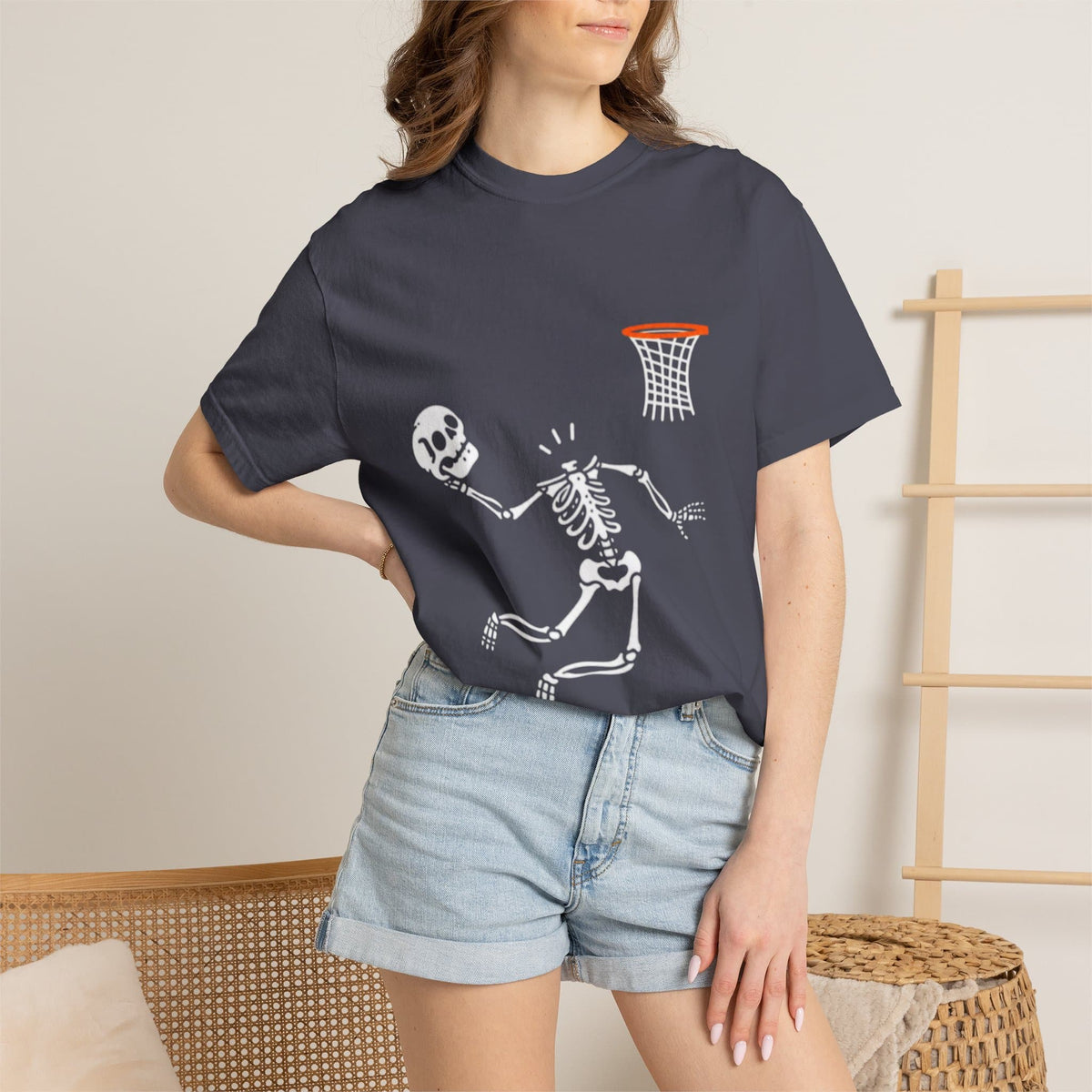 Halloween Basketball Skeleton Unisex Garment-Dyed T-shirt image 134