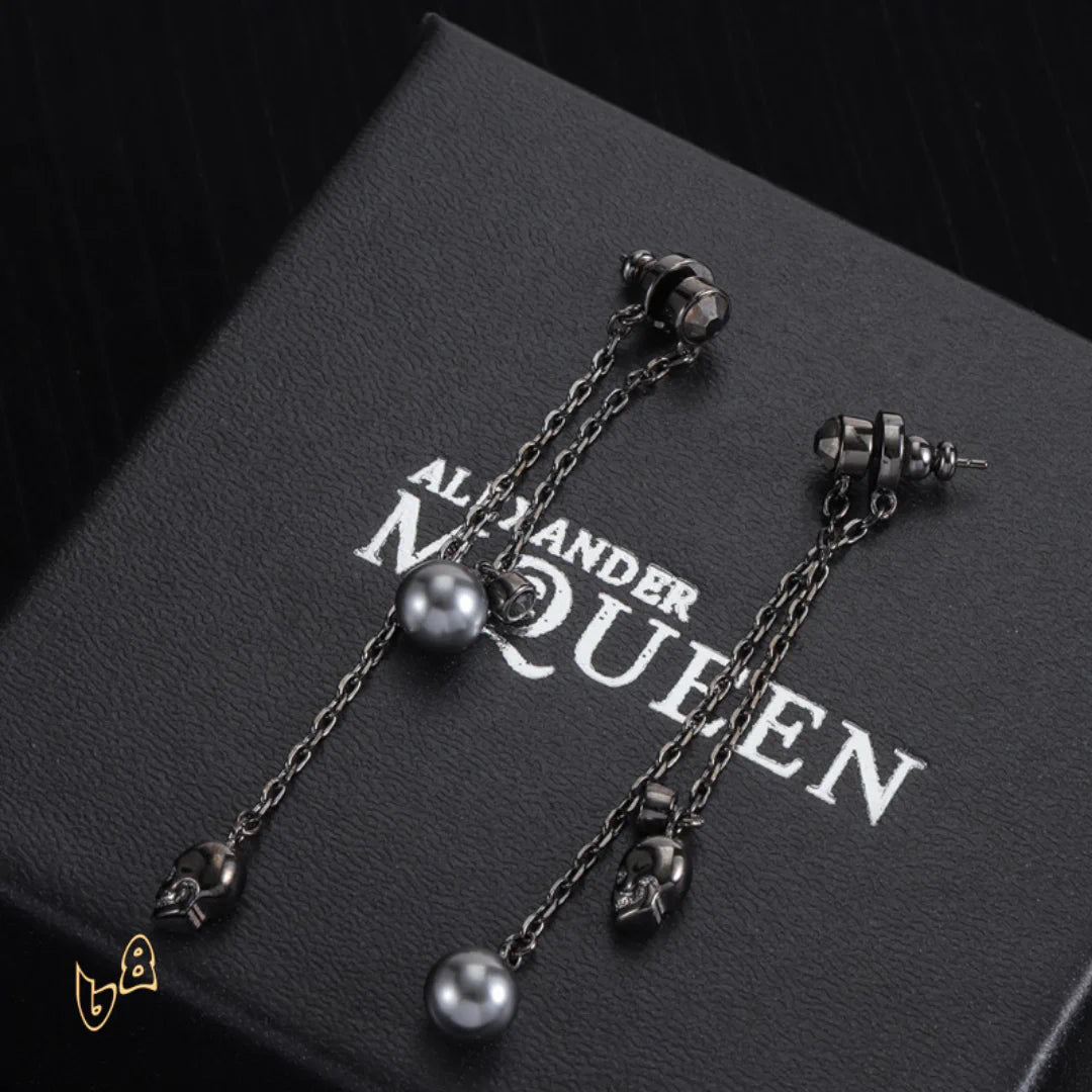 McQueen Silver Chain Skull Drop Earrings - MCQ0022 image 5