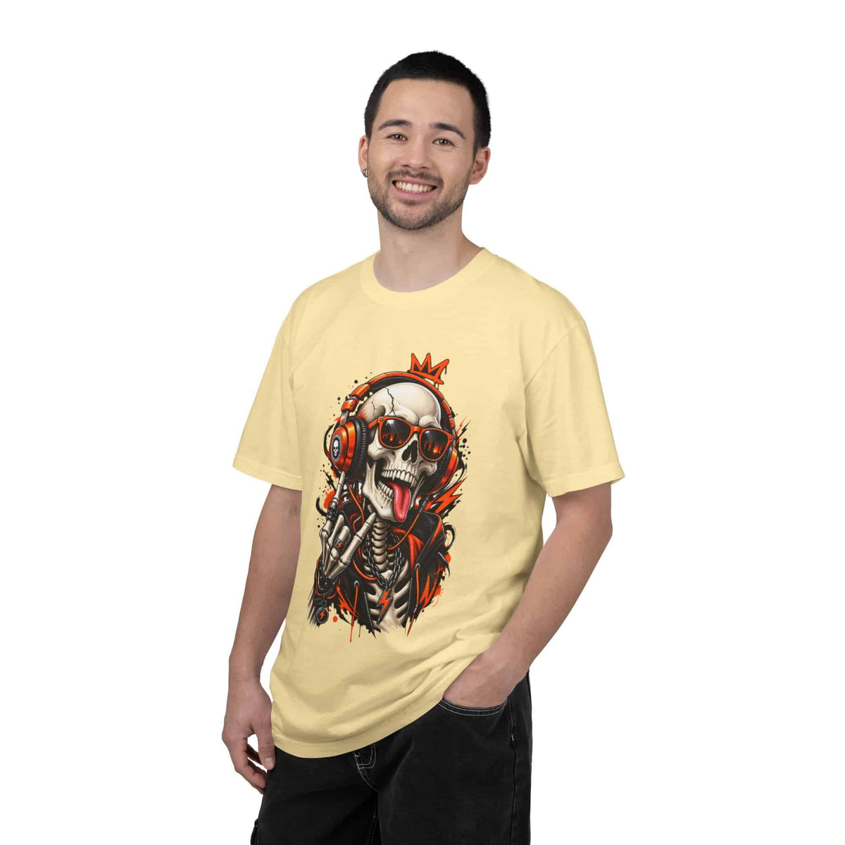 Neon Skull DJ Unisex Garment-Dyed T-shirt image 40