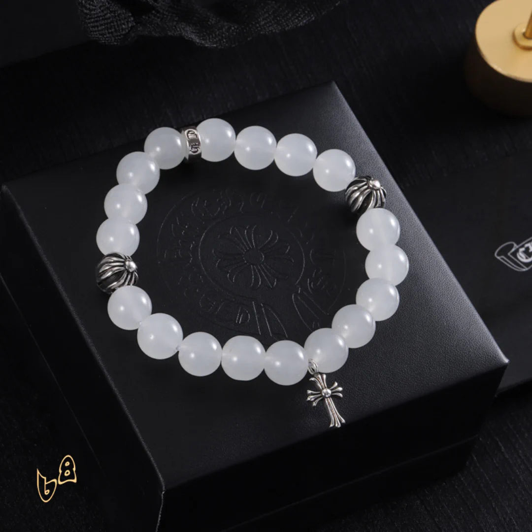 CH White Beaded Cross Bracelet - CH0078 image 5