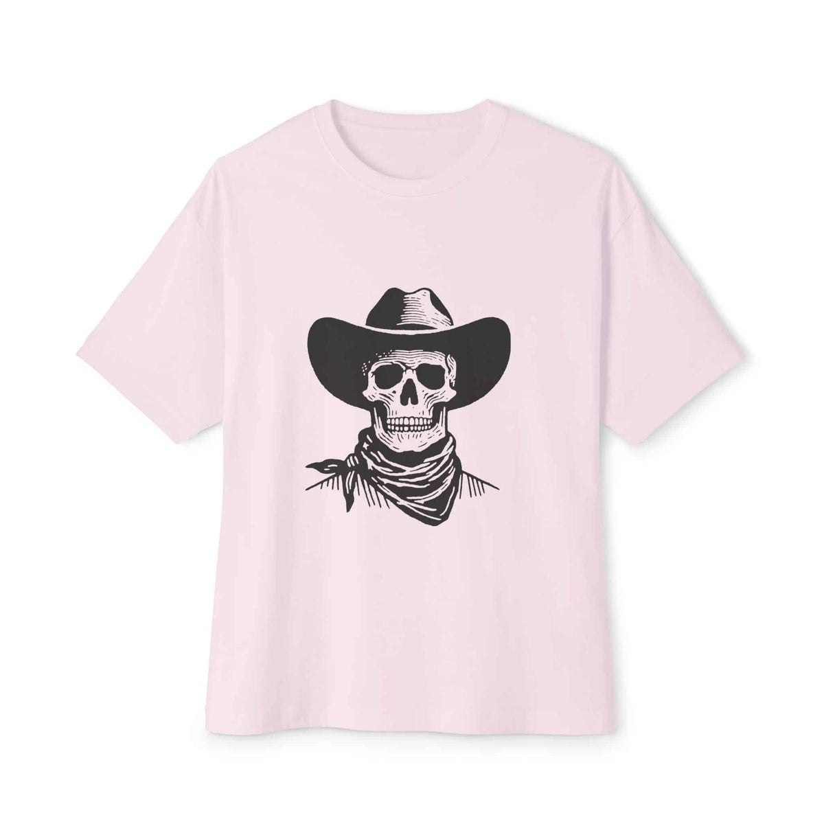 Outlaw Skull Unisex Oversized Boxy Tee - Soft Pink, 2XL image