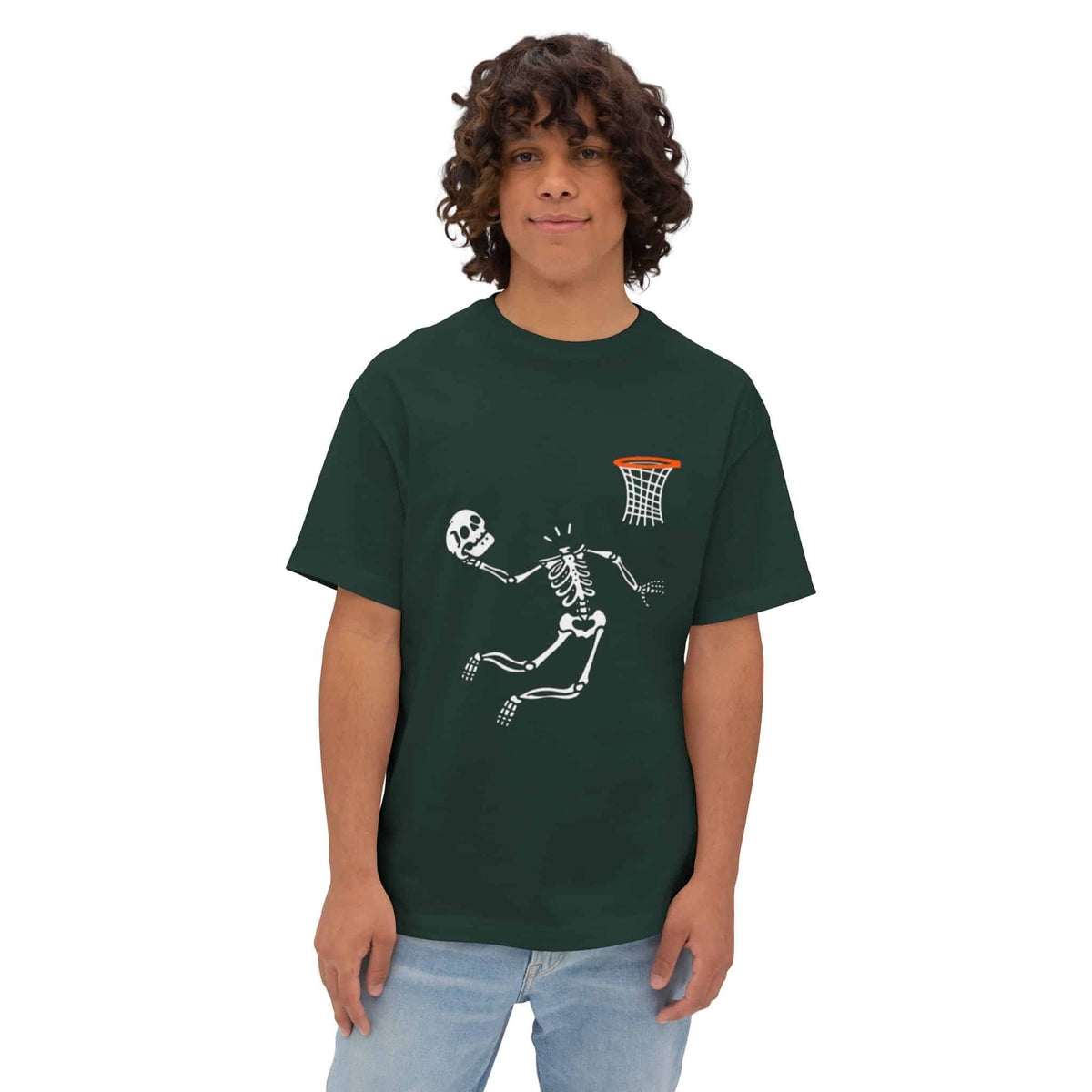 Halloween Basketball Skeleton Unisex Oversized Boxy Tee image 39