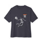Halloween Basketball Skeleton Unisex Oversized Boxy Tee - Dark Grey, XS image
