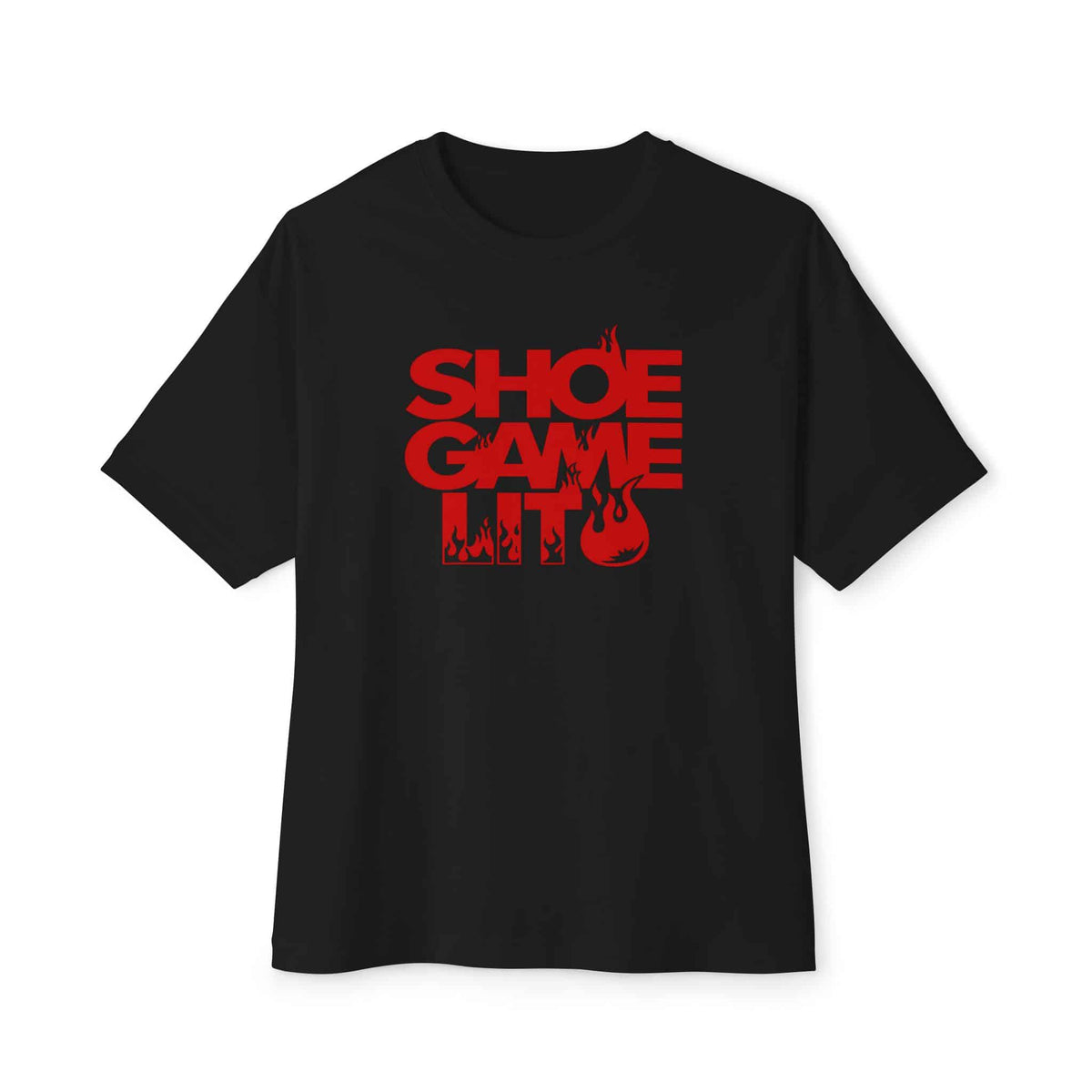 Graphic Print Unisex Oversized Boxy Tee - POD0040 - Black, M image