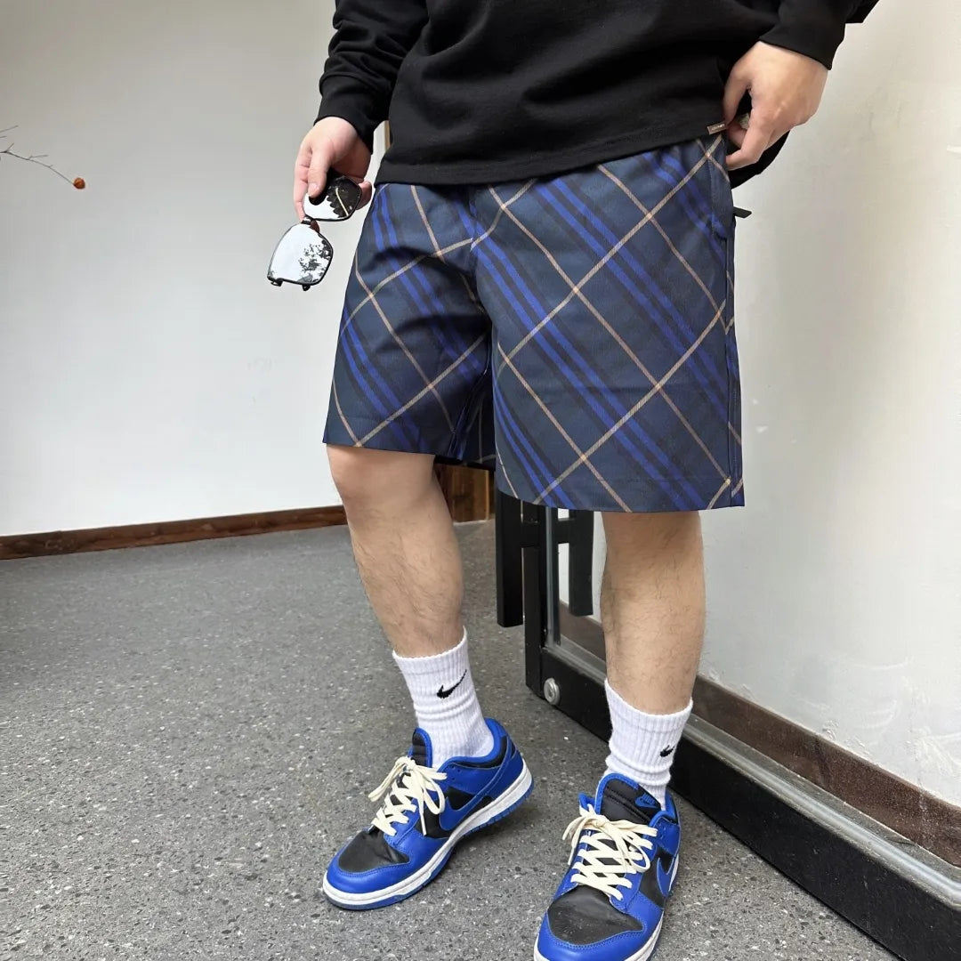 BUR Archive Check Knight Motif Shorts in Navy - 379 - bbr0000379 image 3