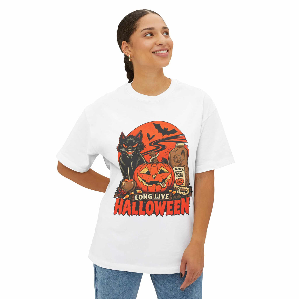 Midnight Cat Unisex Oversized Boxy Tee image 31