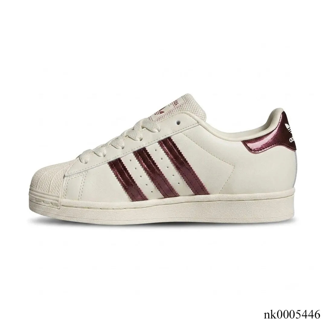 AD Superstar II Off White / Maroon / Gold Metallic Shoes Sneakers - nk0005446 image 1