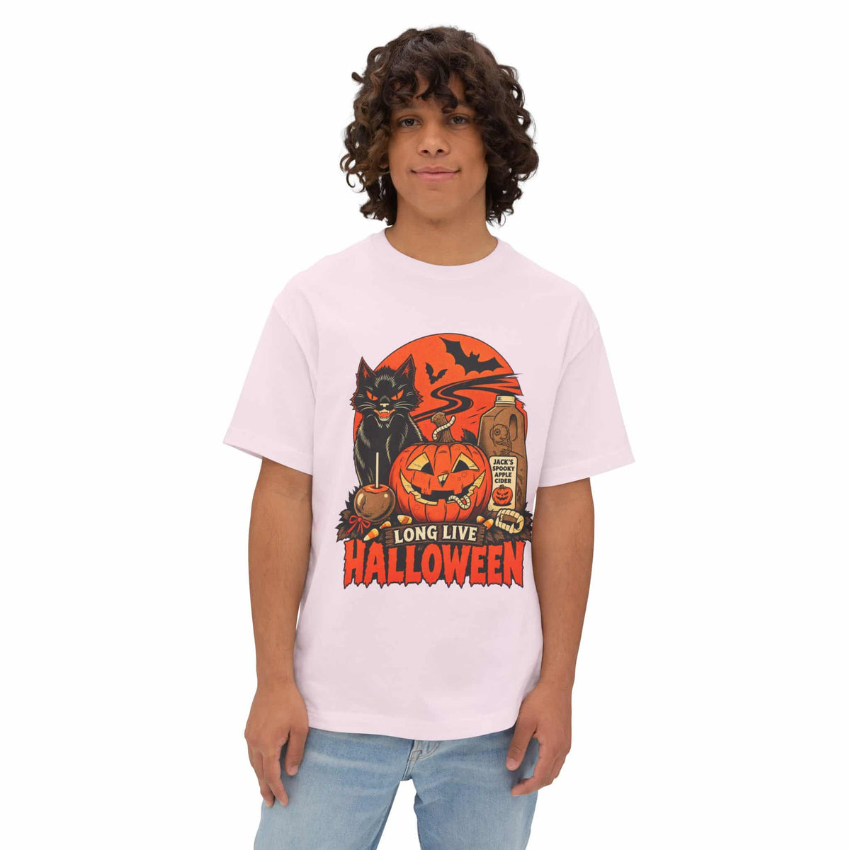 Midnight Cat Unisex Oversized Boxy Tee image 3