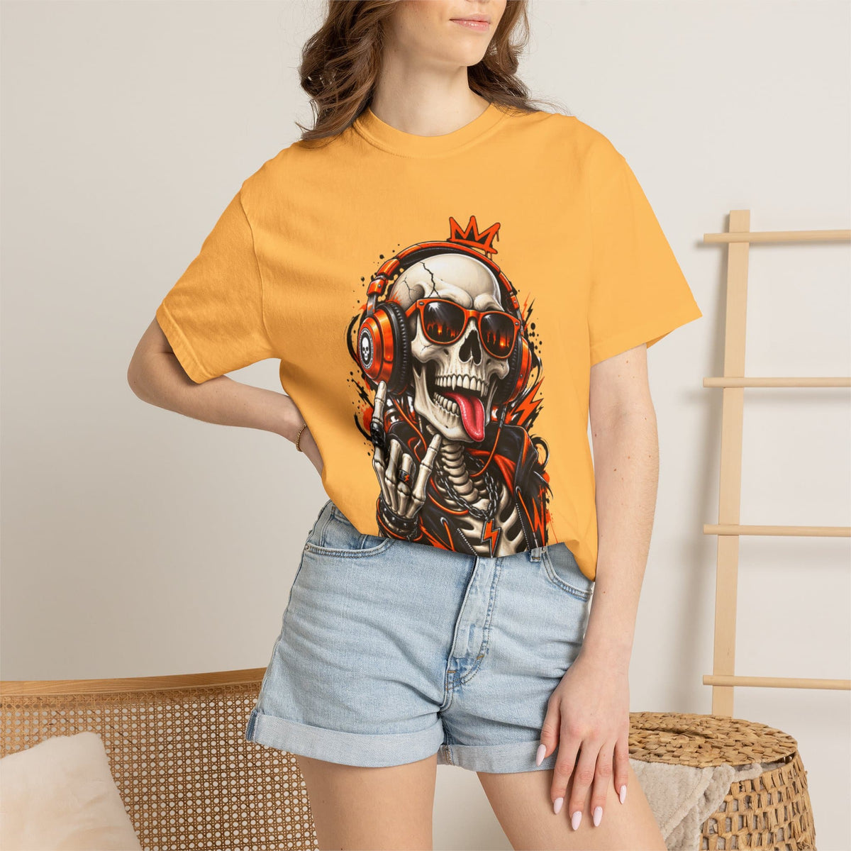 Neon Skull DJ Unisex Garment-Dyed T-shirt image 48