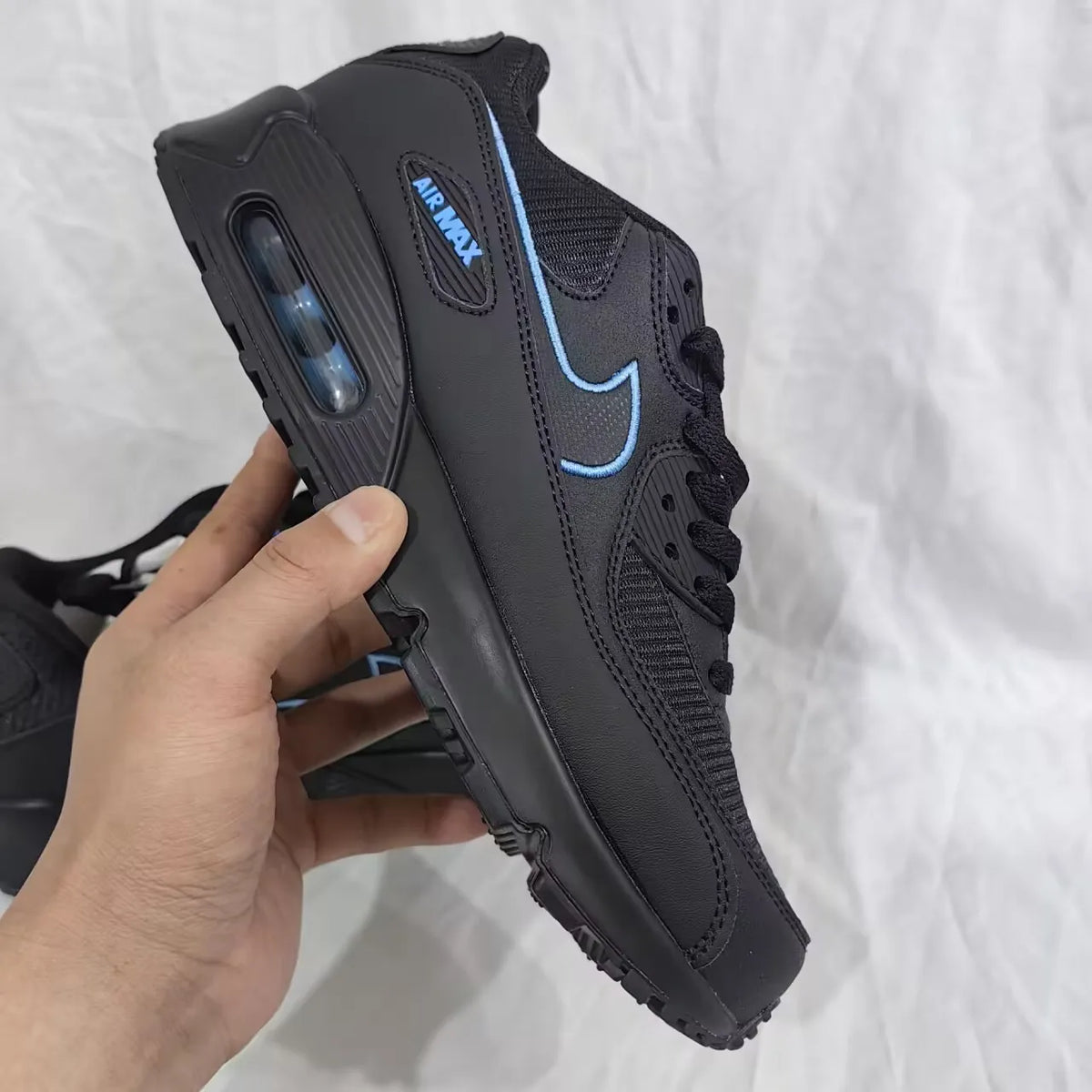 AM 90 Black University Blue Shoes Sneakers – nk0004388 image 8