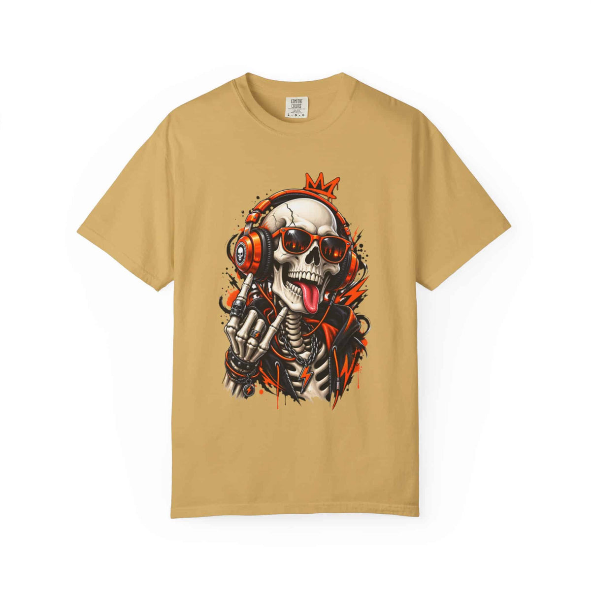 Neon Skull DJ Unisex Garment-Dyed T-shirt image