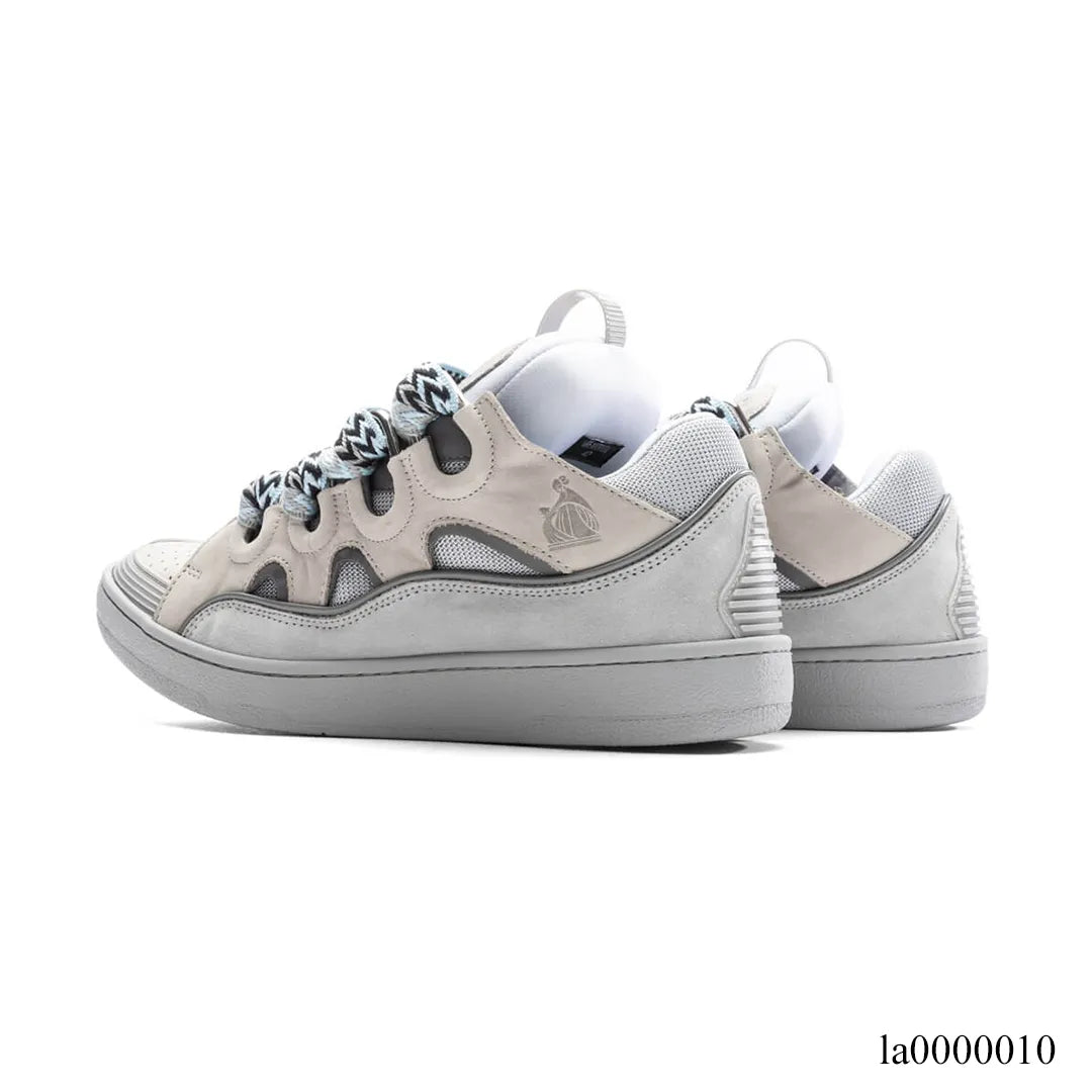 Lanvin Leather Curb Light Grey Blue Shoes Sneakers - la0000010 image 2