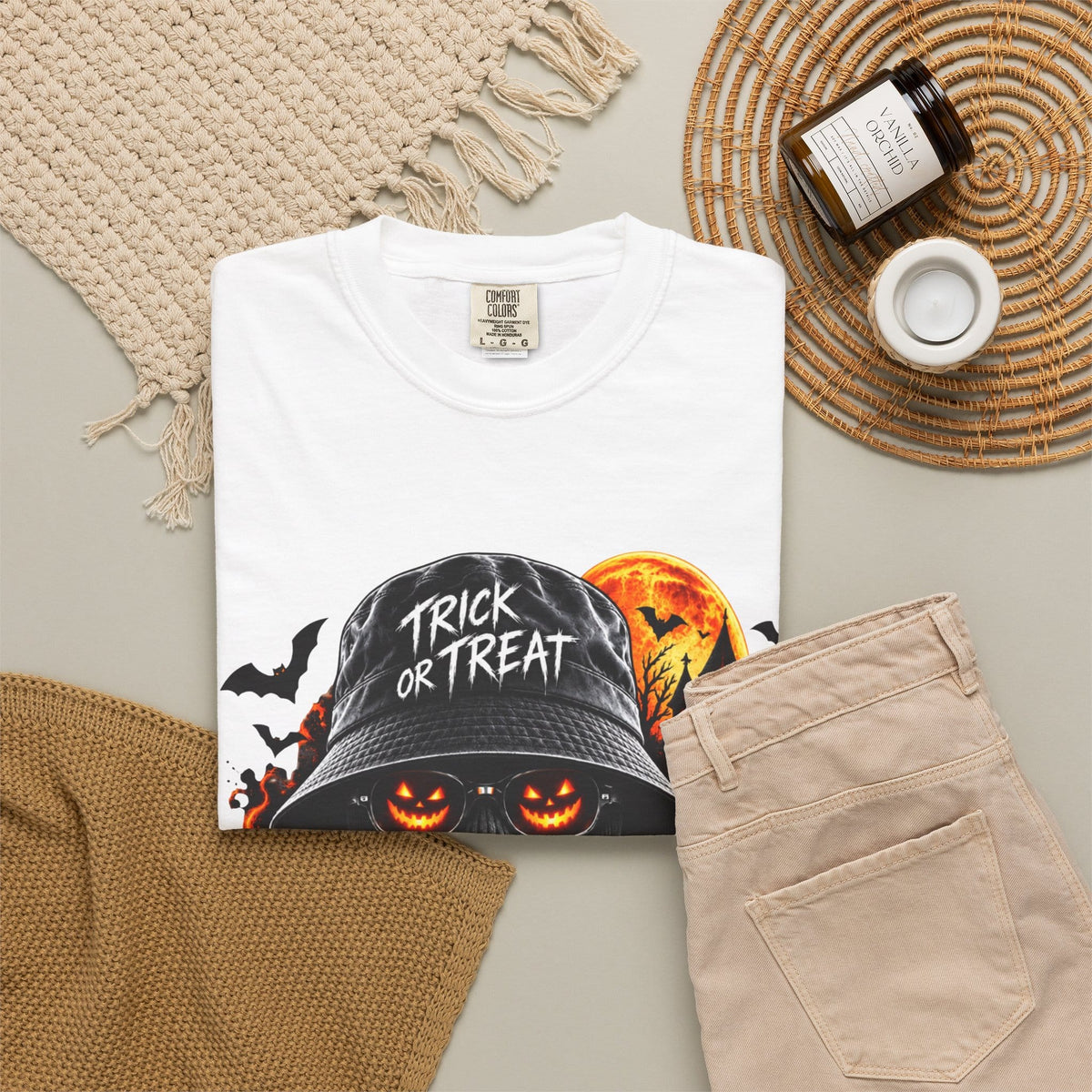Spooky Streetwear Masked Unisex Garment-Dyed T-shirt image 87