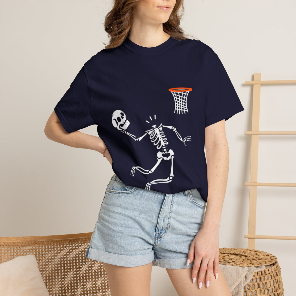 Halloween Basketball Skeleton Unisex Garment-Dyed T-shirt image 114