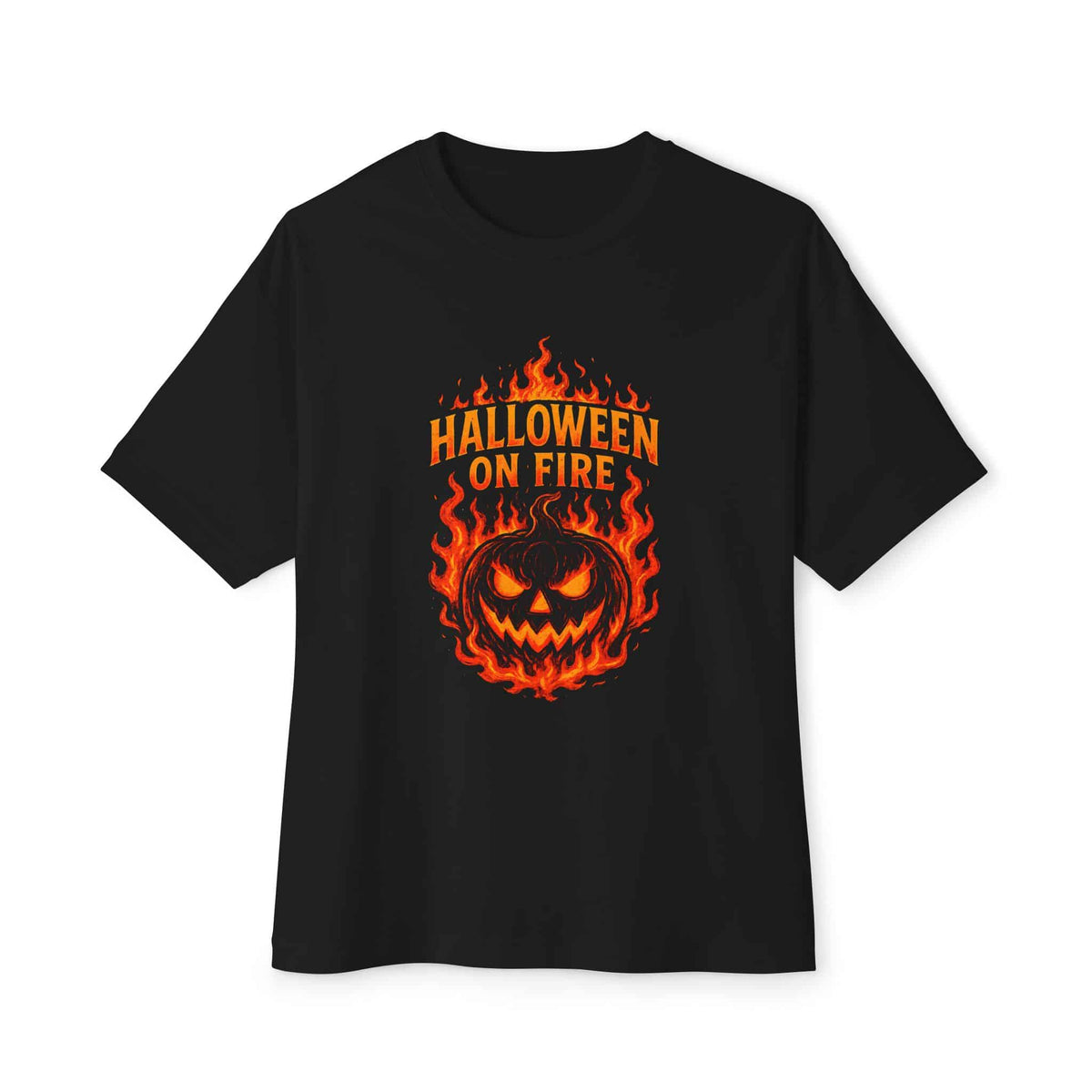 Halloween on Fire Unisex Oversized Boxy Tee - Black, 2XL image