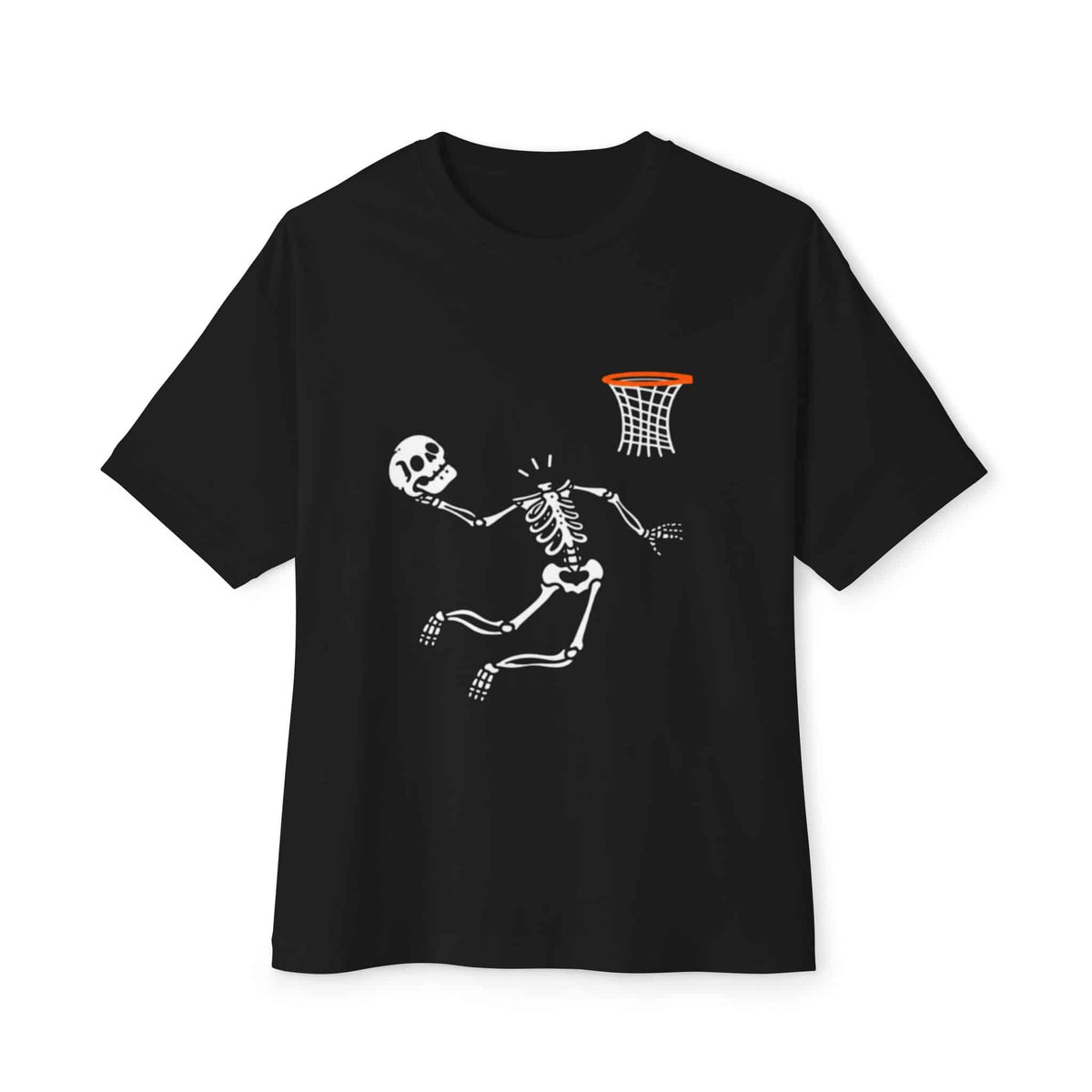 Halloween Basketball Skeleton Unisex Oversized Boxy Tee - Black, M image