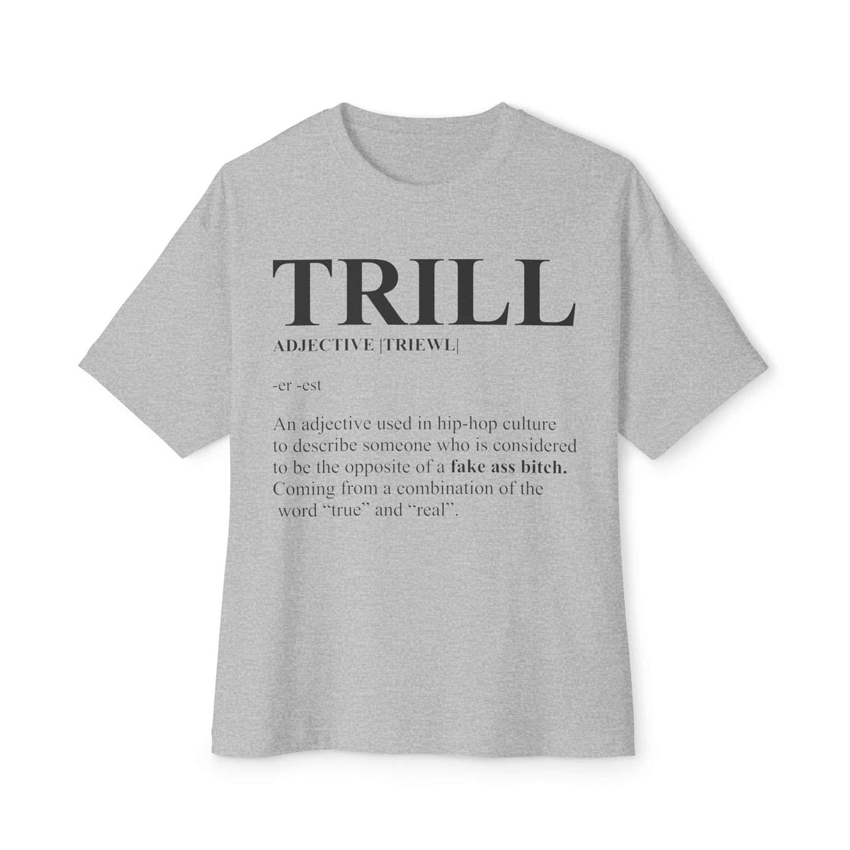 Trill Definition Unisex Oversized Boxy Tee - Athletic Heather, XS image