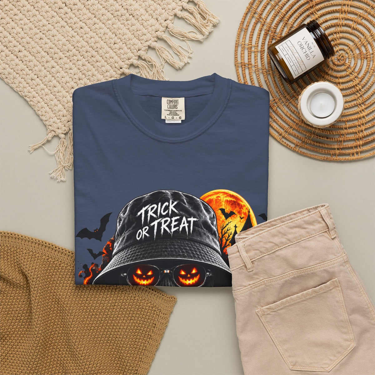 Spooky Streetwear Masked Unisex Garment-Dyed T-shirt image 63